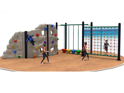 Outdoor Plastic Kids Rock Wall with Climbing Net LP-016